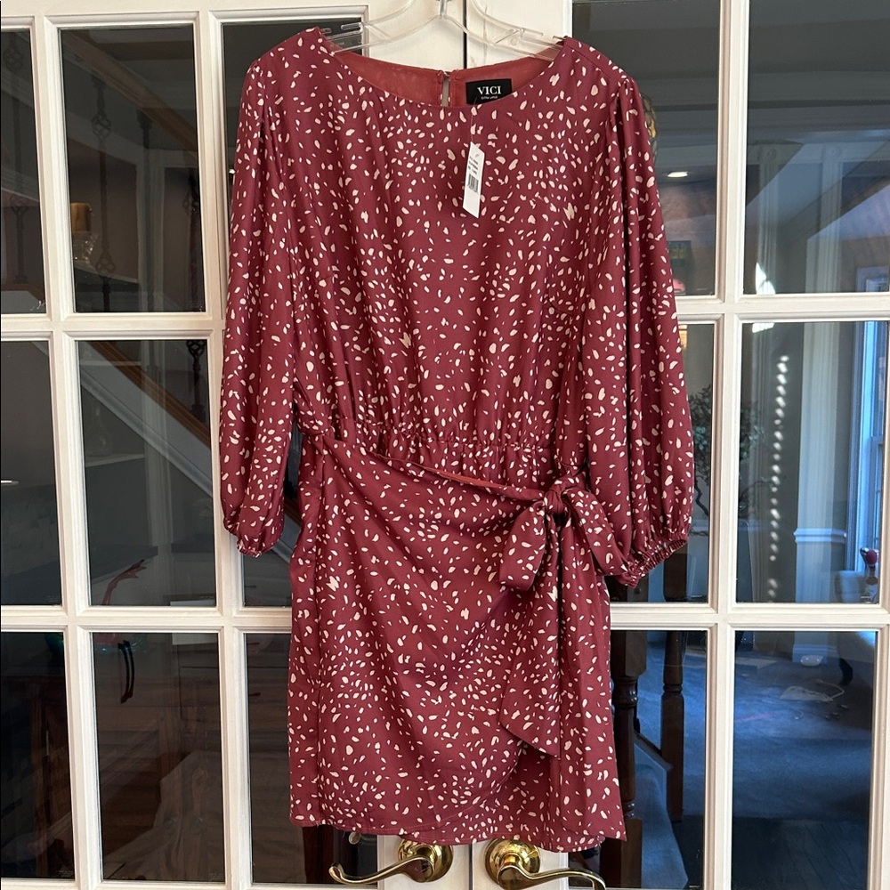 Vici Maroon Long Sleeve Dress